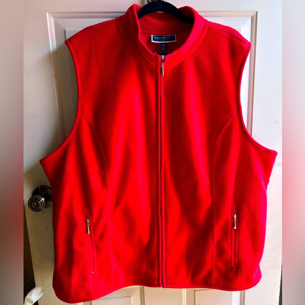 Karin Scott Sport Fleece Full Zip Vest with 2 Zippered Hand Pockets Size 3X